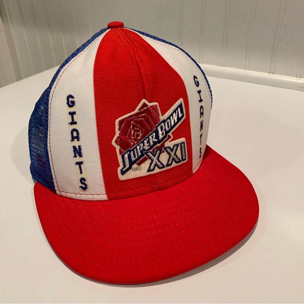 Super Bowl XXI New York Giants NFL NFC Cap Hat 1987 Snapback Mesh Lucky Stripes